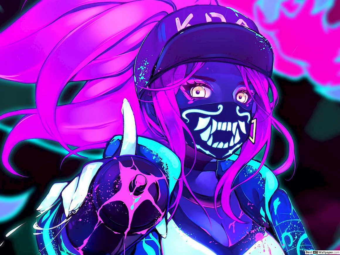 Akali League of Legends неон