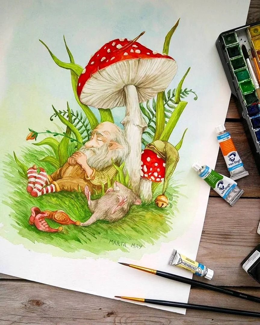 Акварель и цветные карандаши