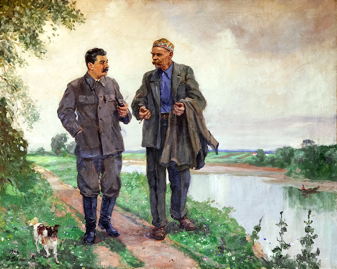 Александр Герасимов «и. в. Сталин и а. м. Горький в Горках»