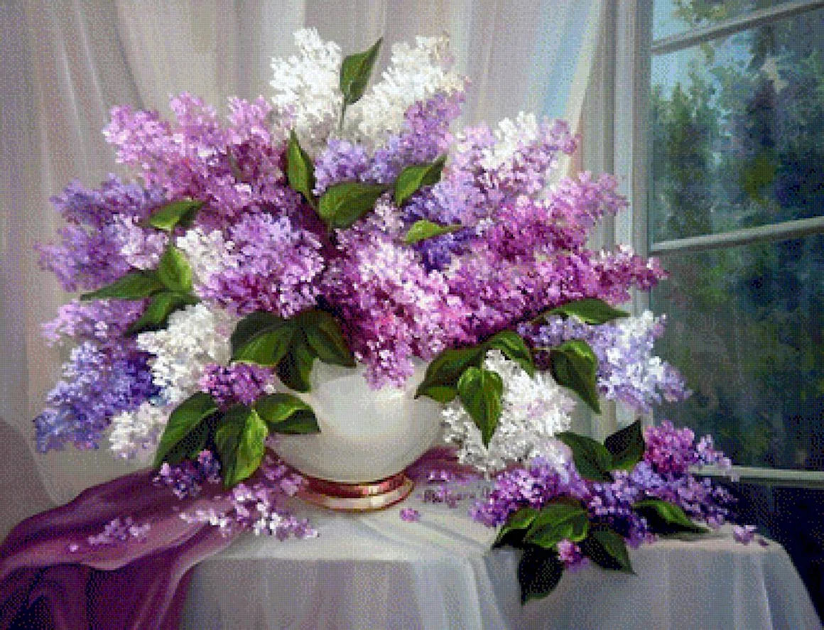 Алмазная мозаика сирень в вазе