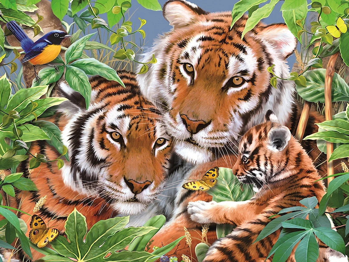 Алмазная мозаика тигр 5 д