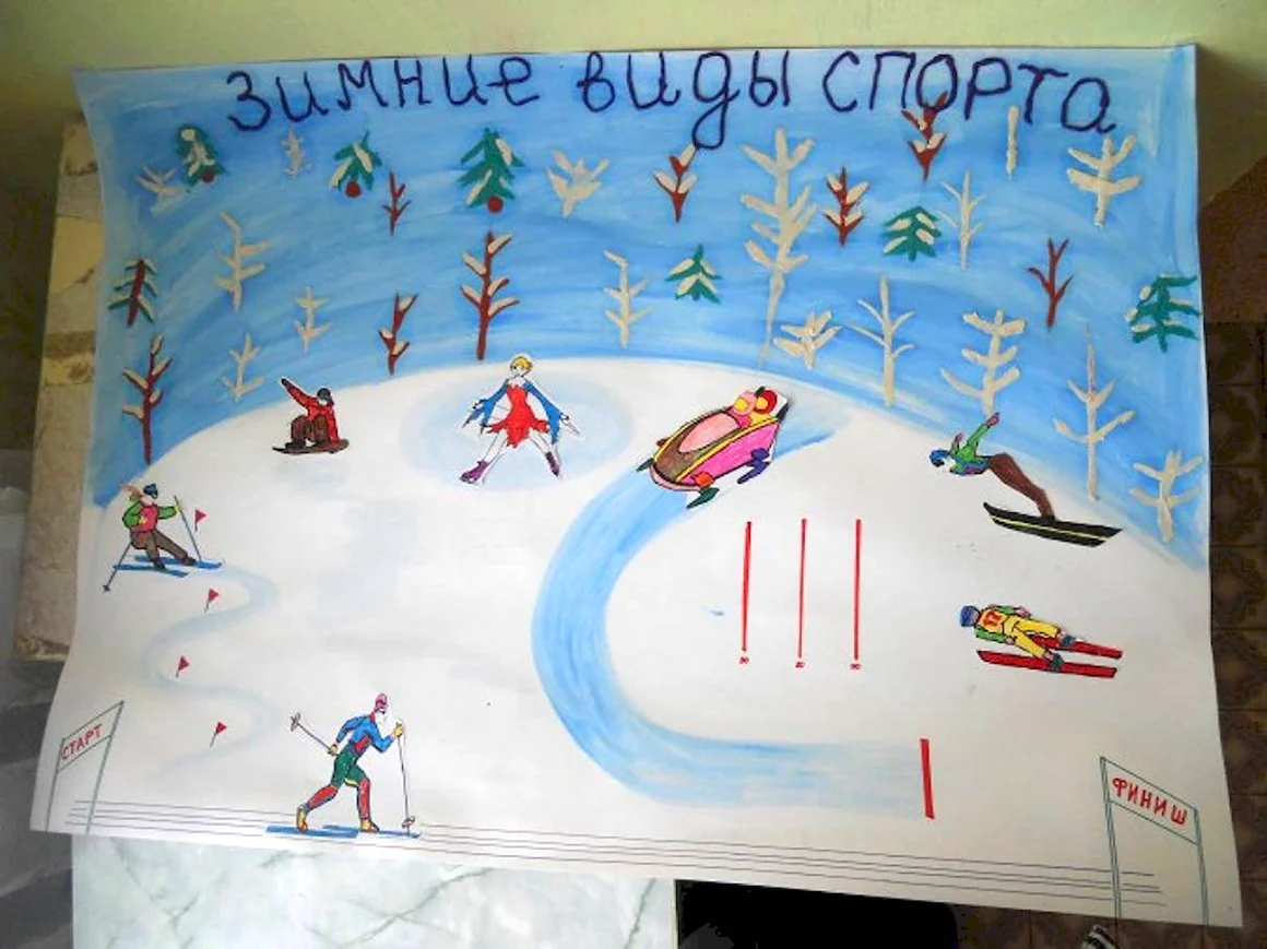 Аппликация зимние виды спорта
