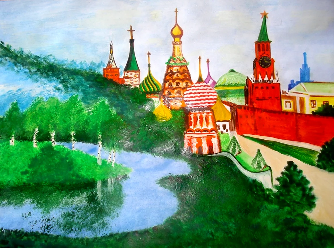Архитектурный ансамбль Москвы рисунок