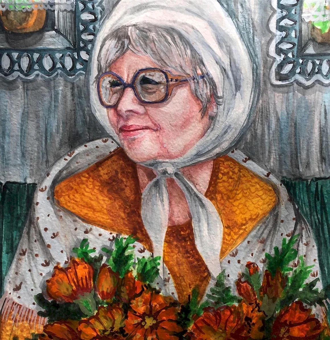 Бабушка рисунок