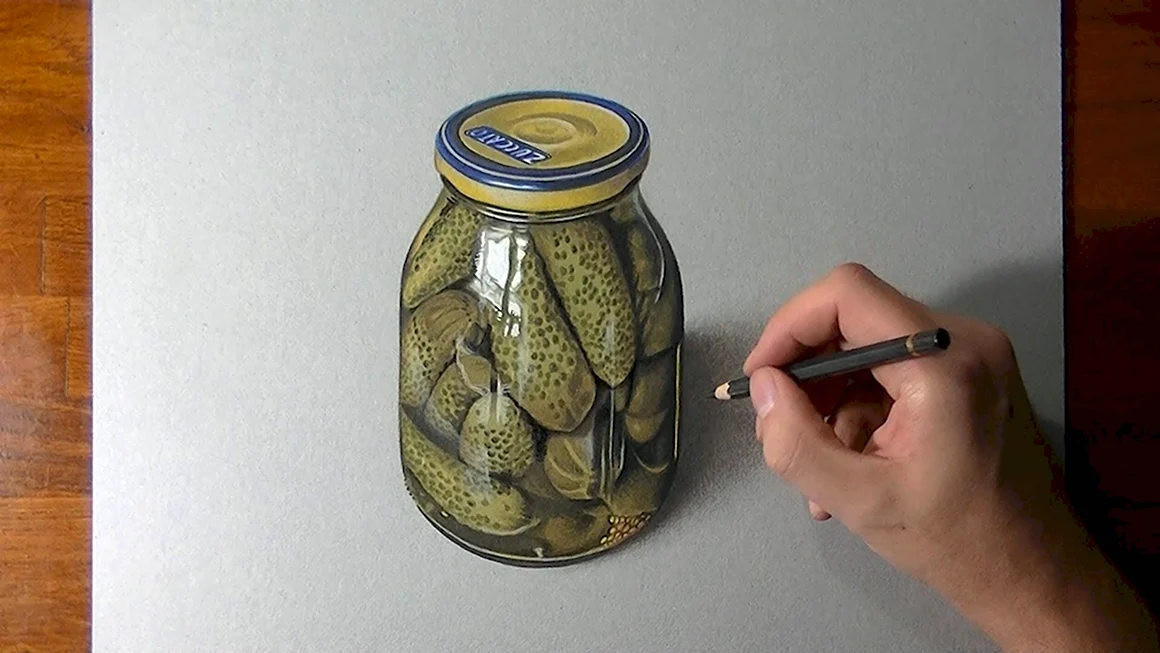 Банка с огурцами рисование