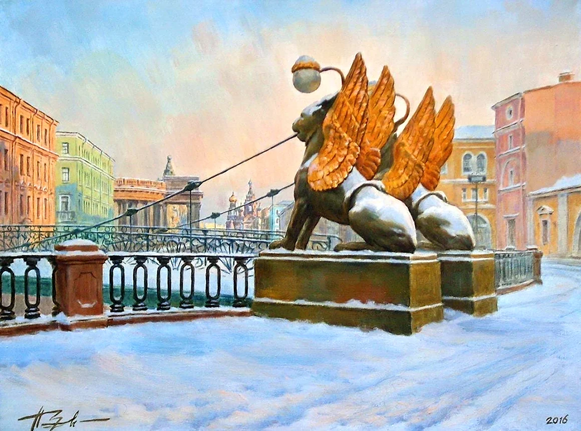 Банковский мост в Санкт-Петербурге зимой