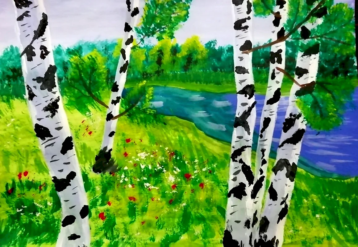 Береза рисунок