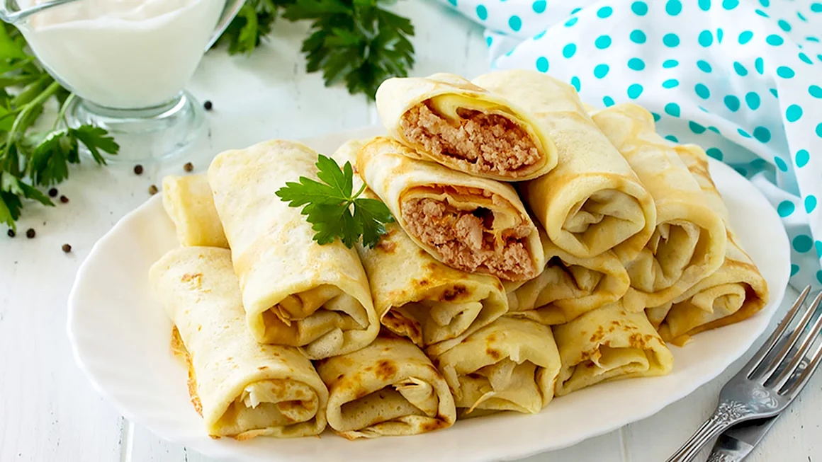 Блинчики с мясом курицы