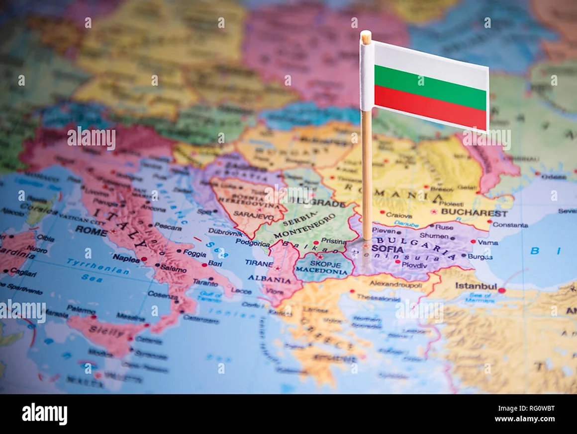 Болгария флаг на карте