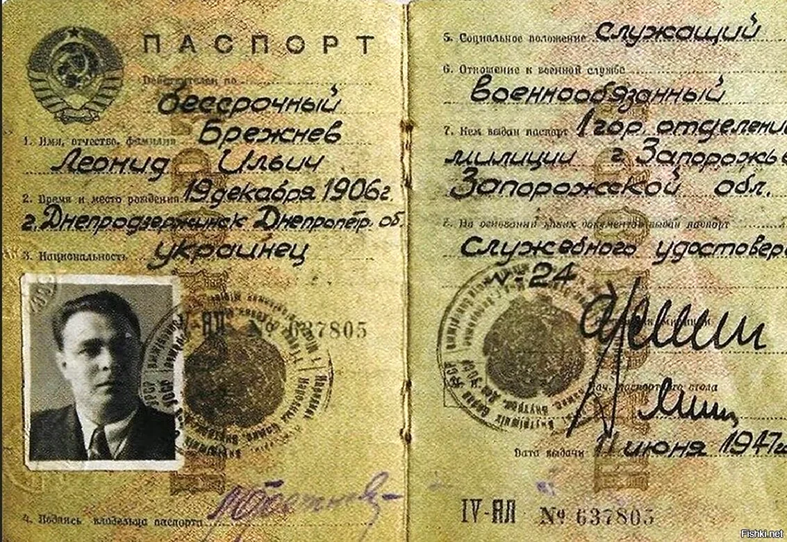 Брежнев Леонид паспорт