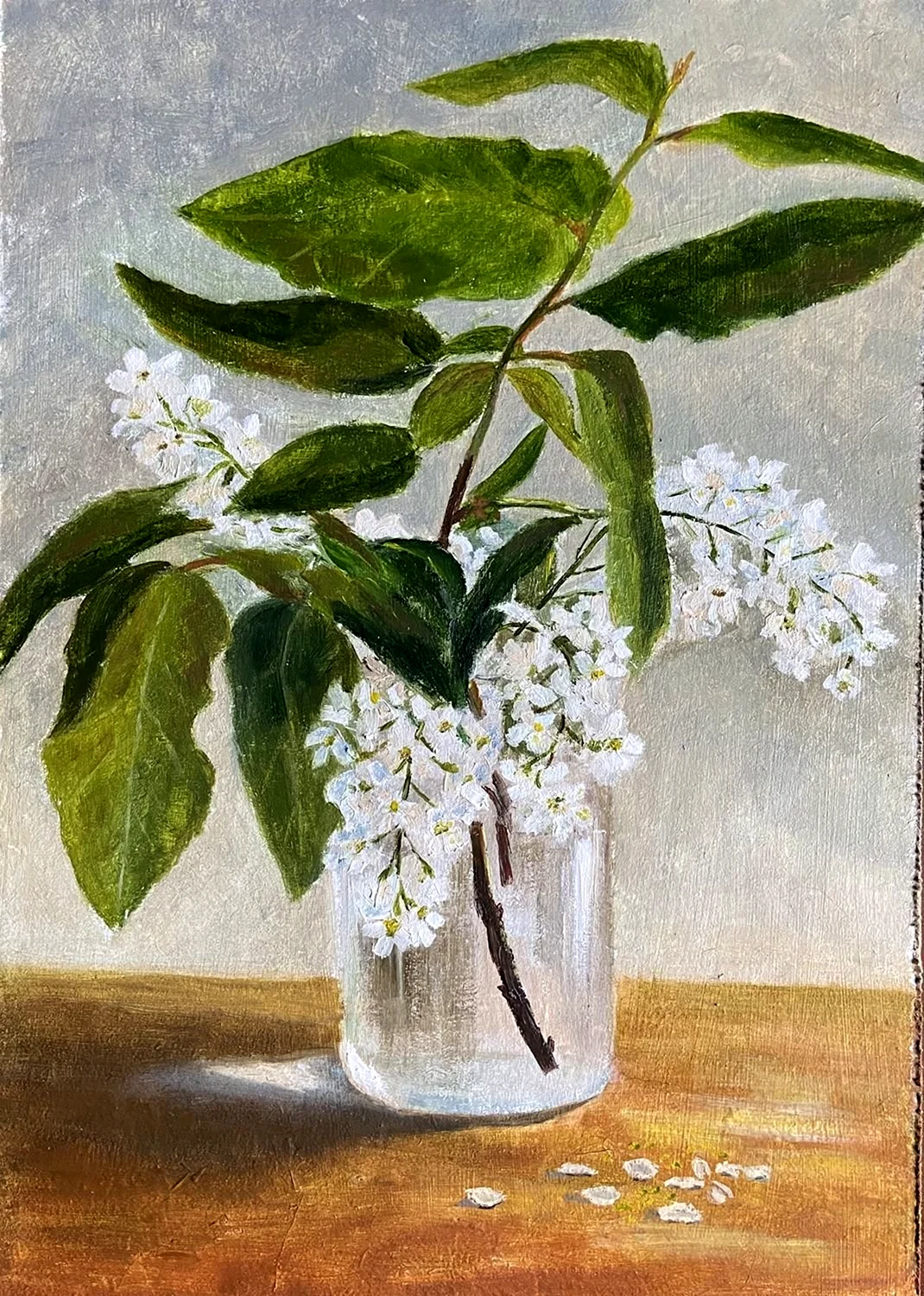 Букет черемухи маслом