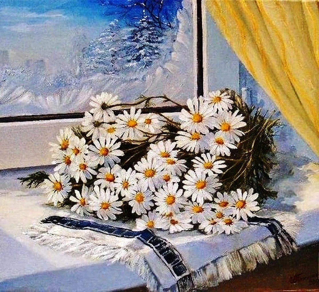 Букет ромашек зимой