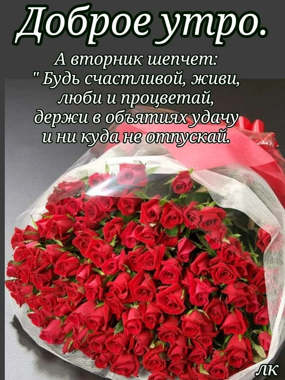Букет роз с добрыми пожеланиями