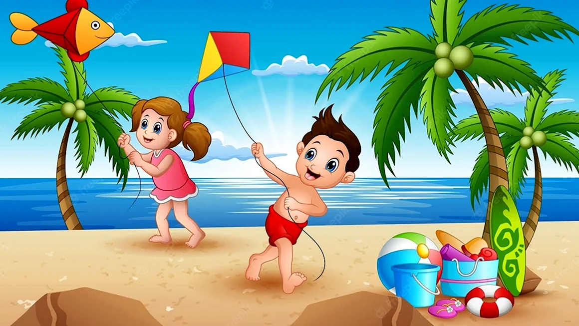 Cartoon Kids Beach