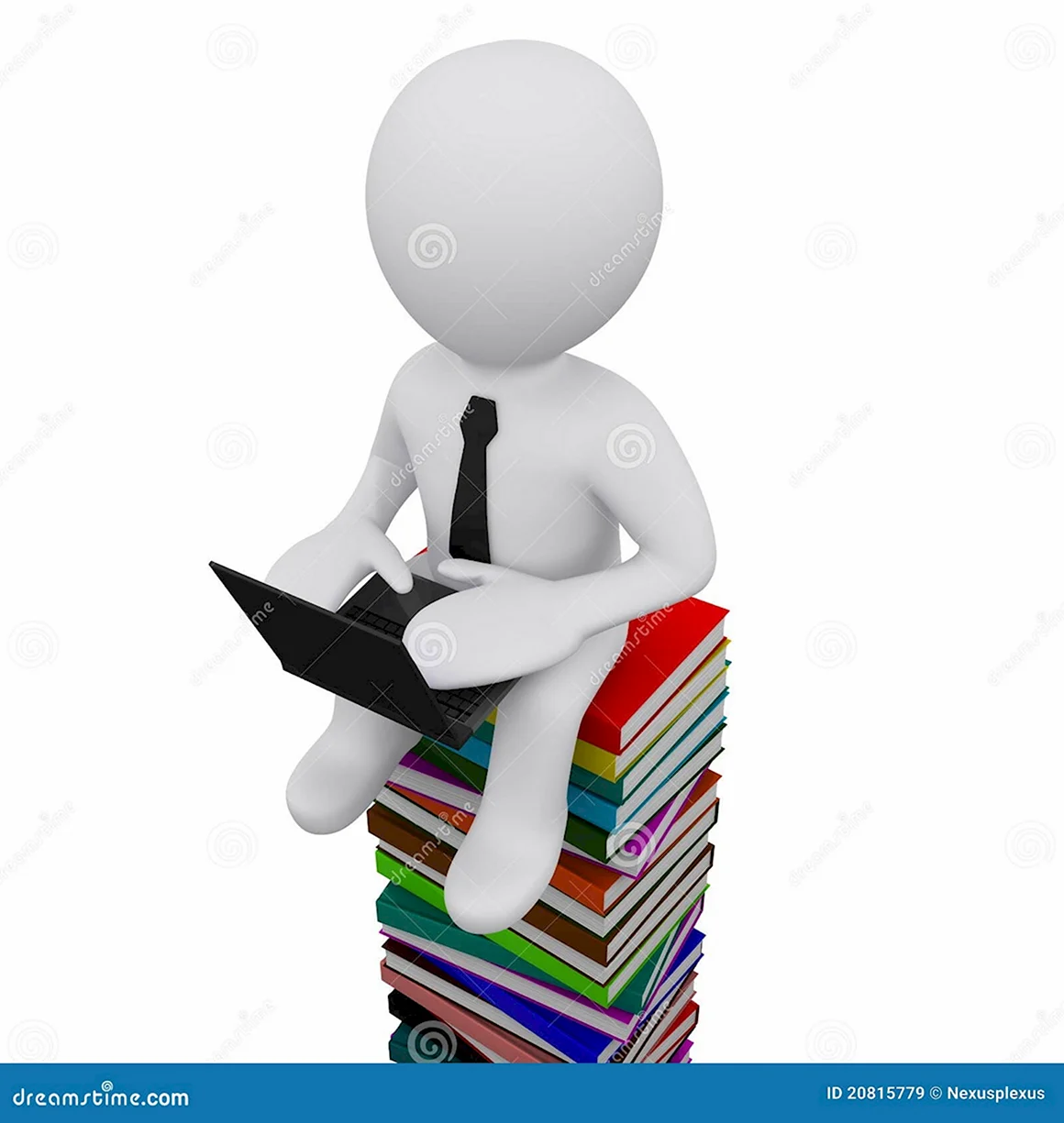 Человечек сидит на книжках