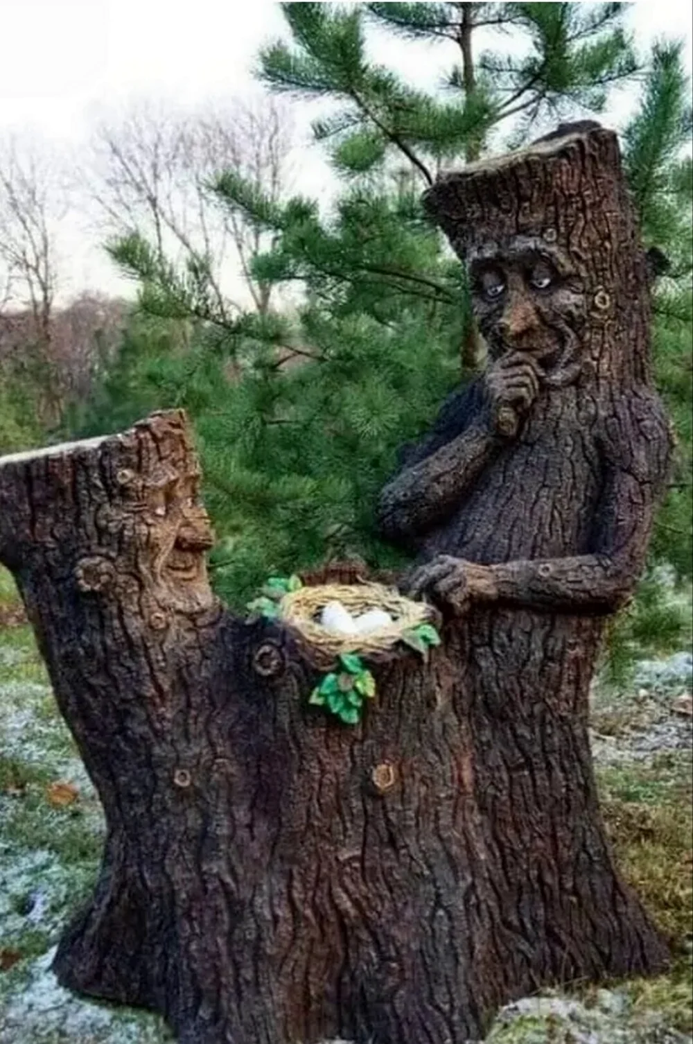 Деревянные фигуры для сада