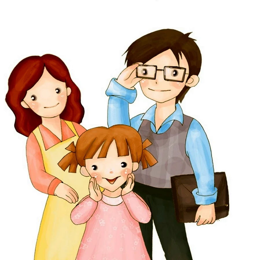 Дети с родителями мультяшные