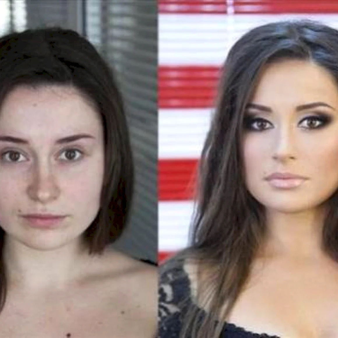 Девушки до и после макияжа