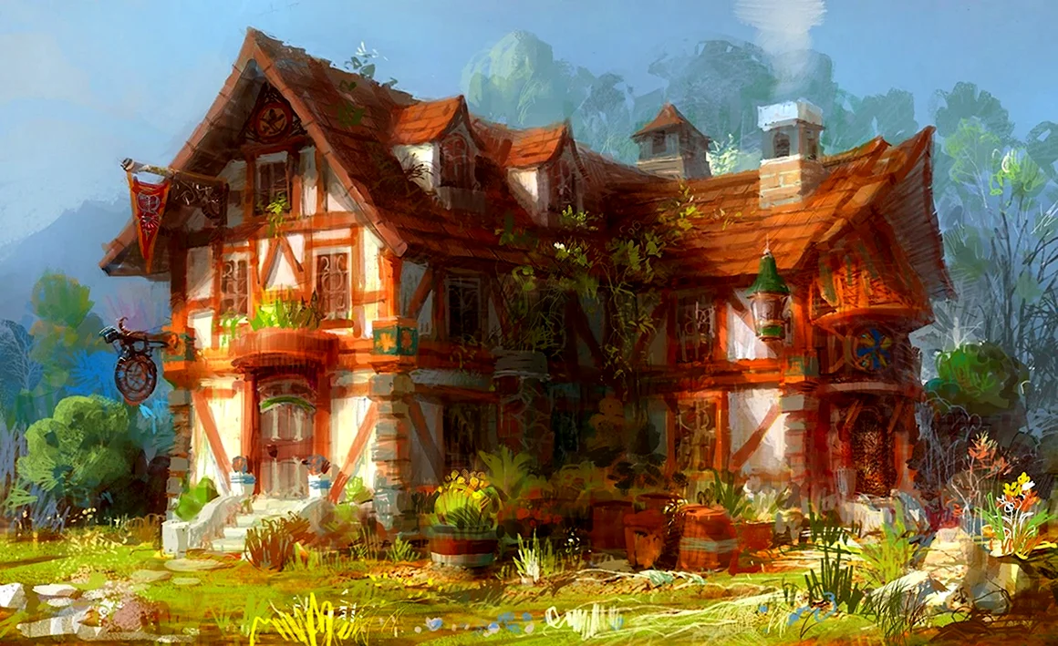Домик концепт арт Fantasy дом Concept Art