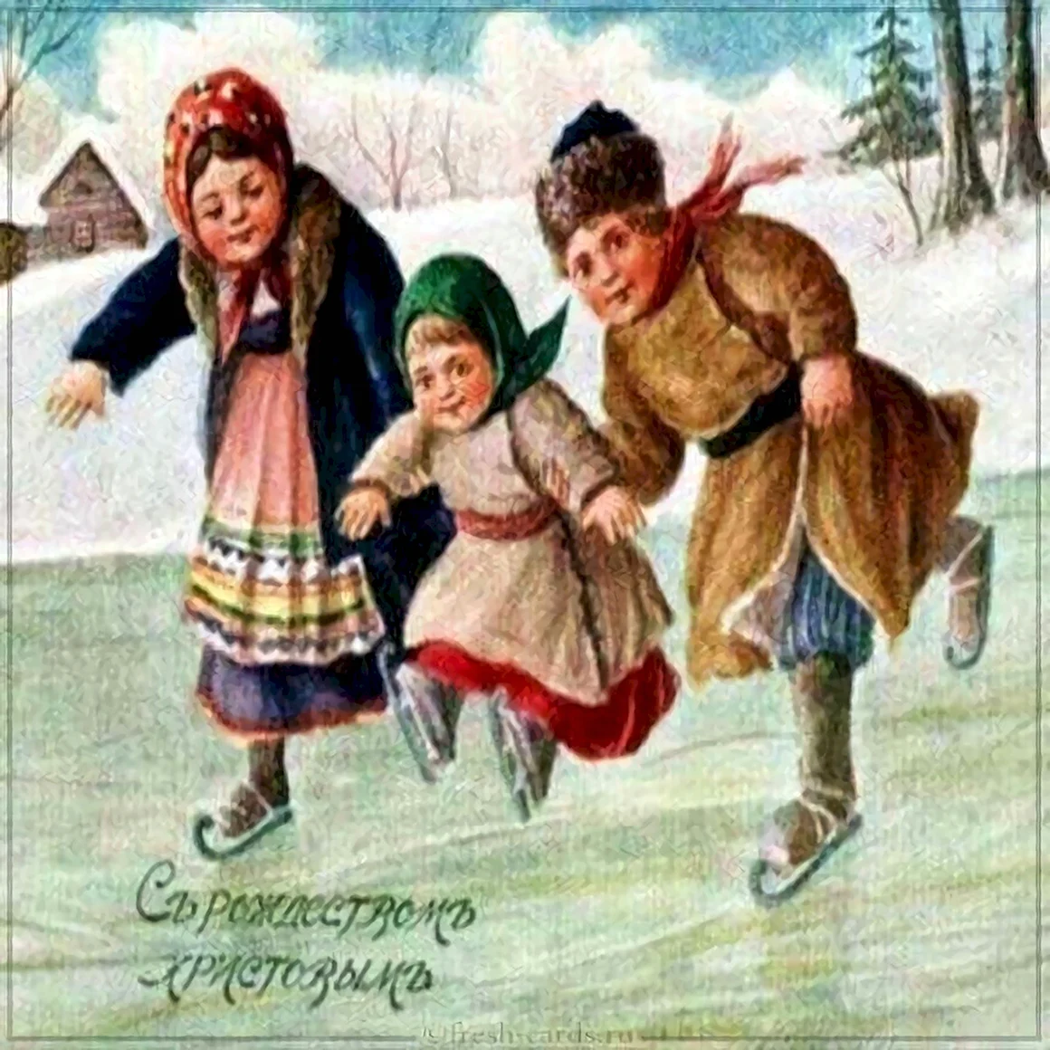 Дореволюционные открытки Масленица