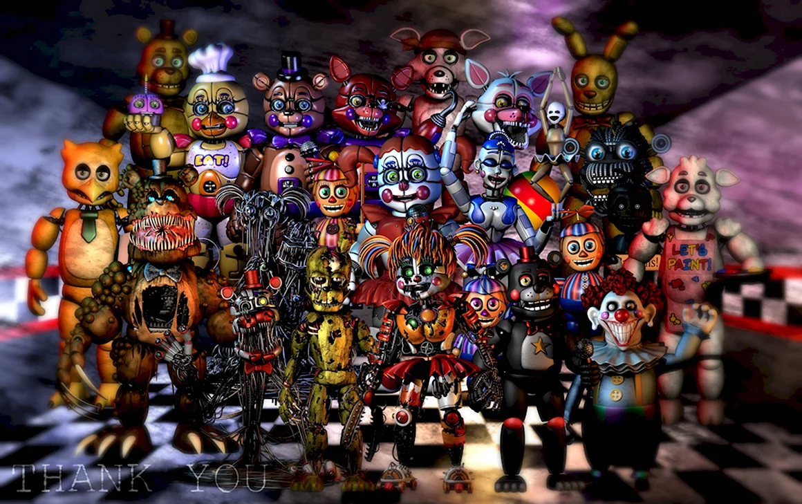 FNAF все АНИМАТРОНИКИ