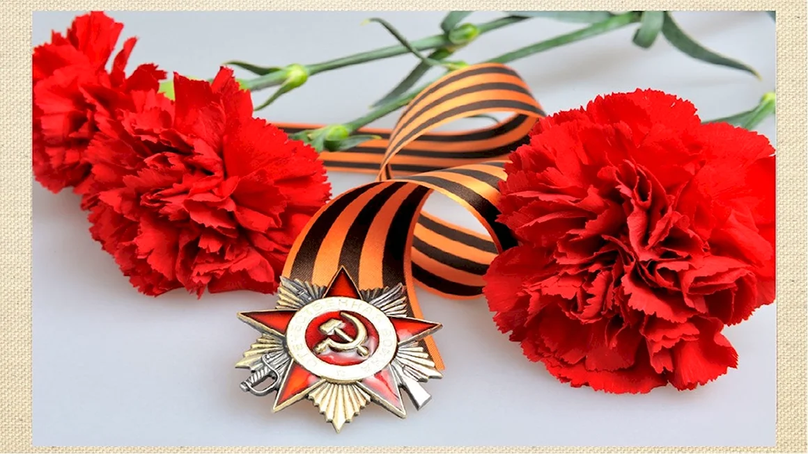 Георгиевская лента с гвоздикой
