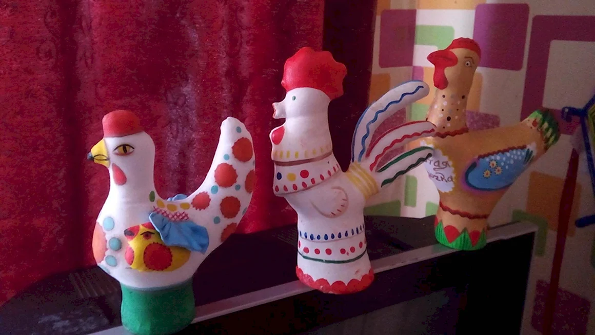 Глиняная игрушка Дымковская петух