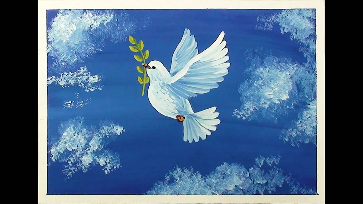Голубь рисунок гуашью