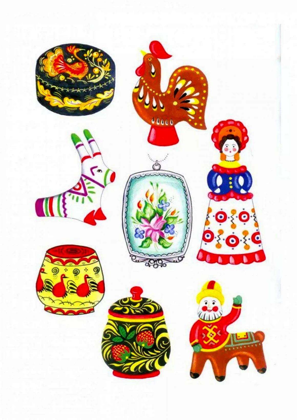 Городецкая и Дымковская роспись