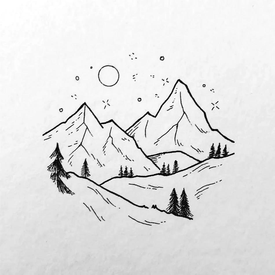 Горы карандашом