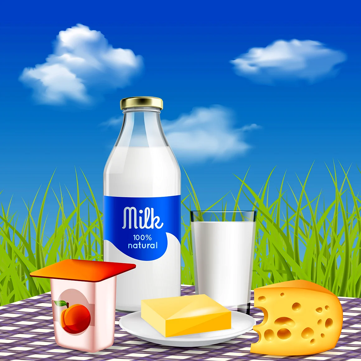 Иллюстрации для молочной продукции
