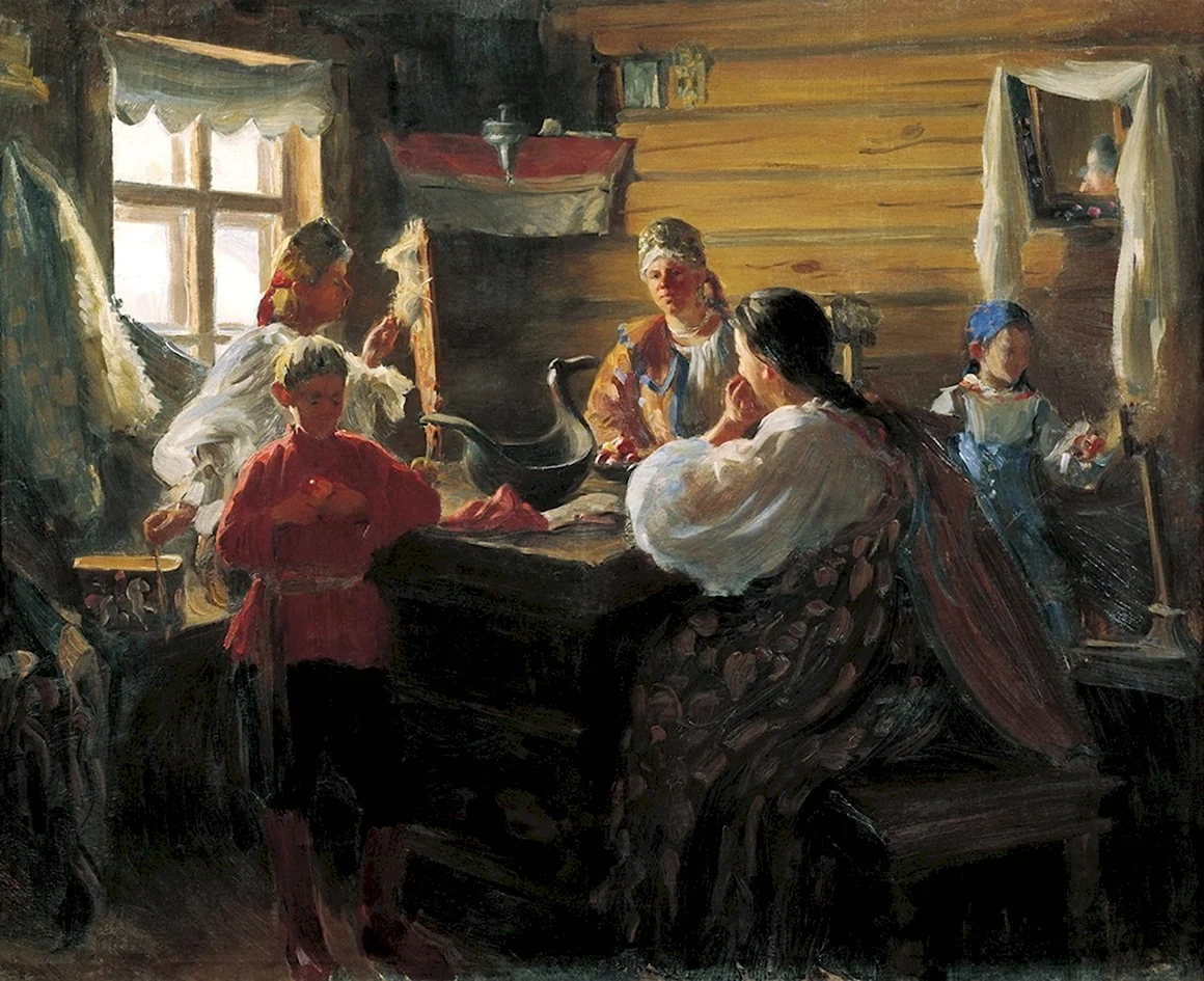 Иван Семенович Куликов «чаепитие в крестьянской избе»