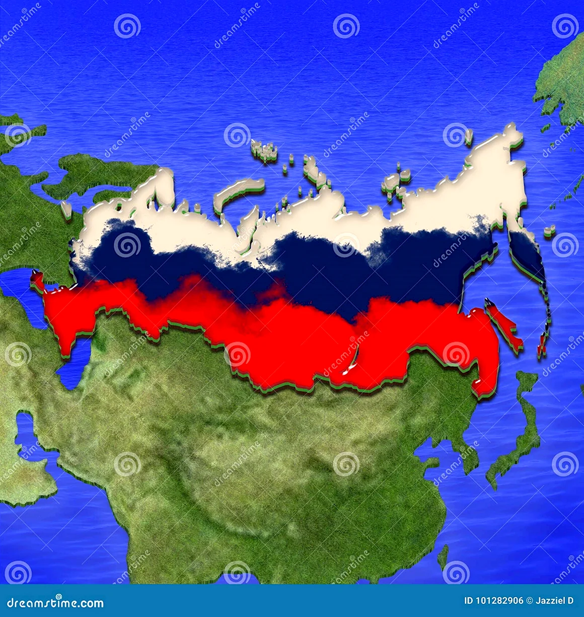 Карта России в цветах российского флага