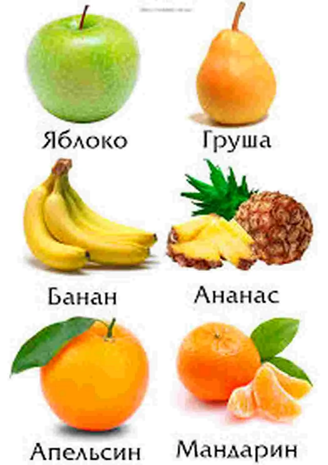 Карточки фрукты для детей