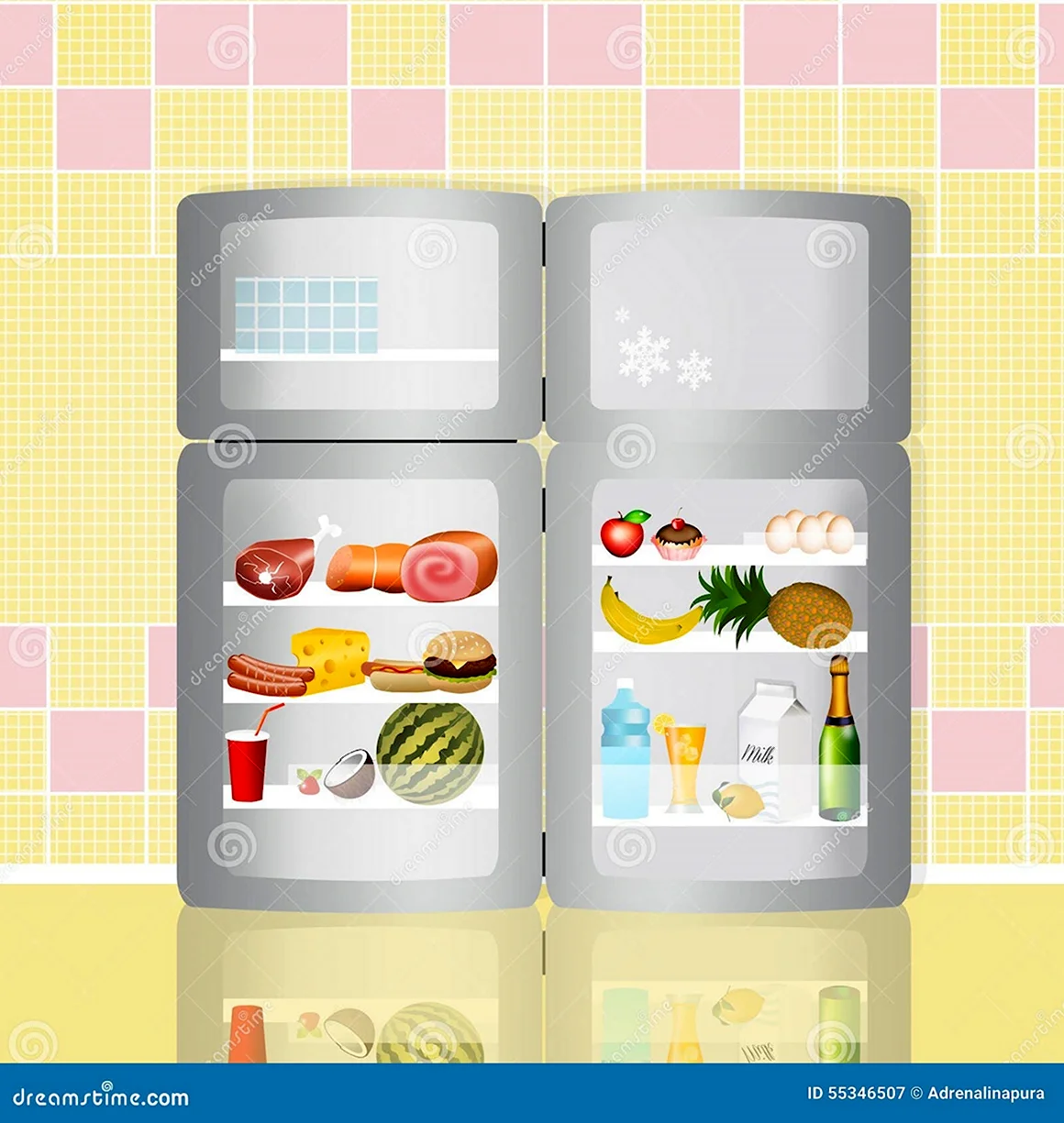 Холодильник с продуктами для детей