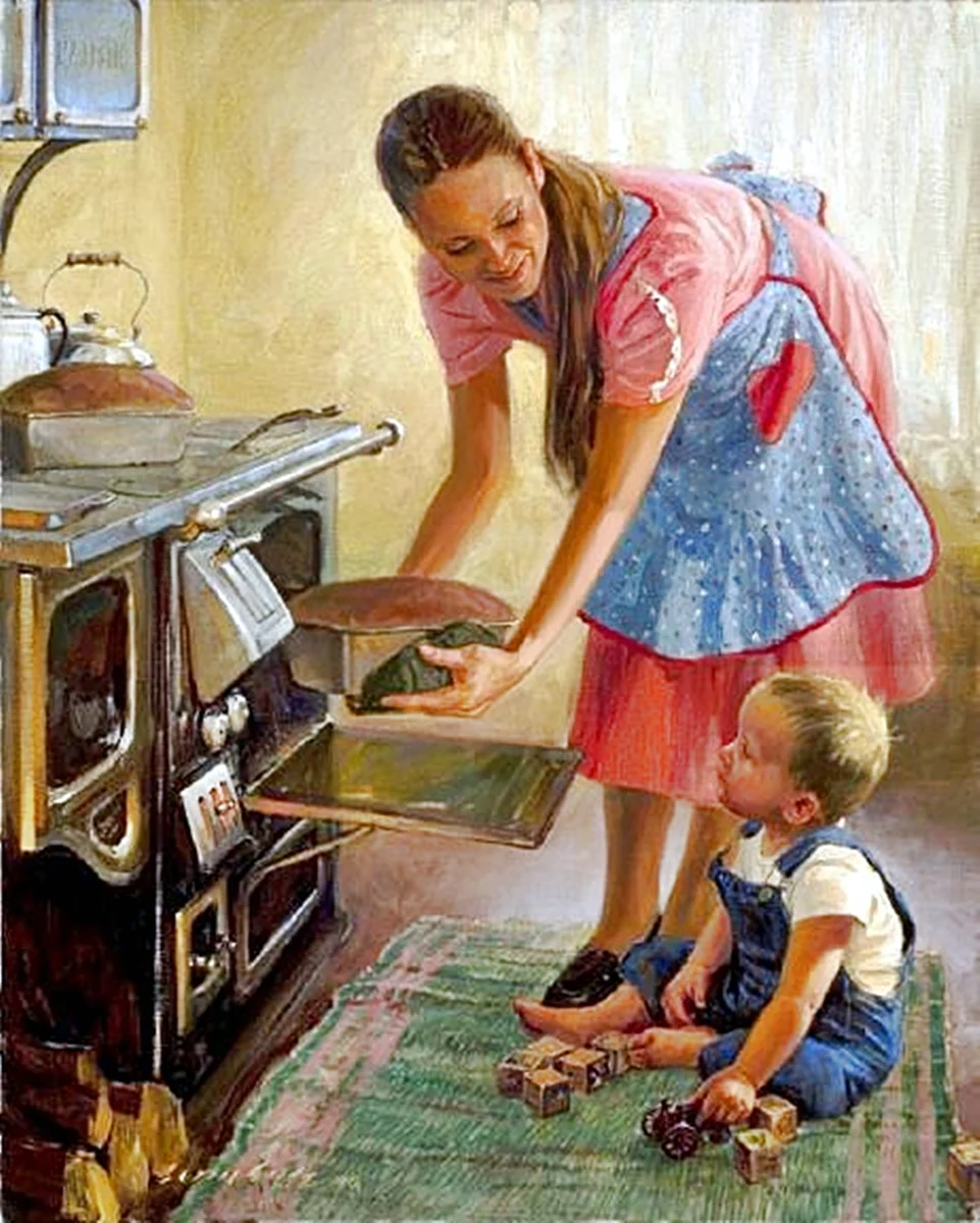 Хозяйка на кухне живопись
