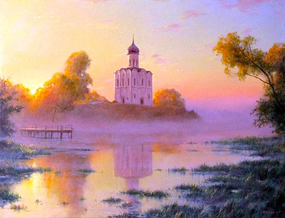 Храм Покрова на Нерли маслом