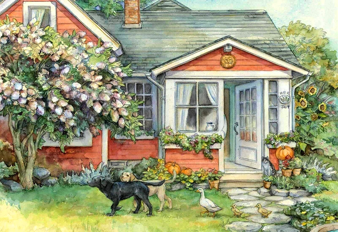 Kim Jacobs художник коттедж кошки