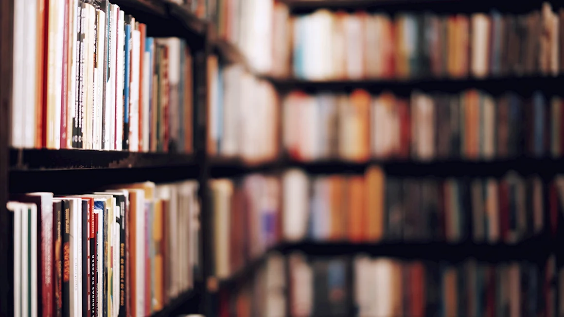 Книжные полки в библиотеке