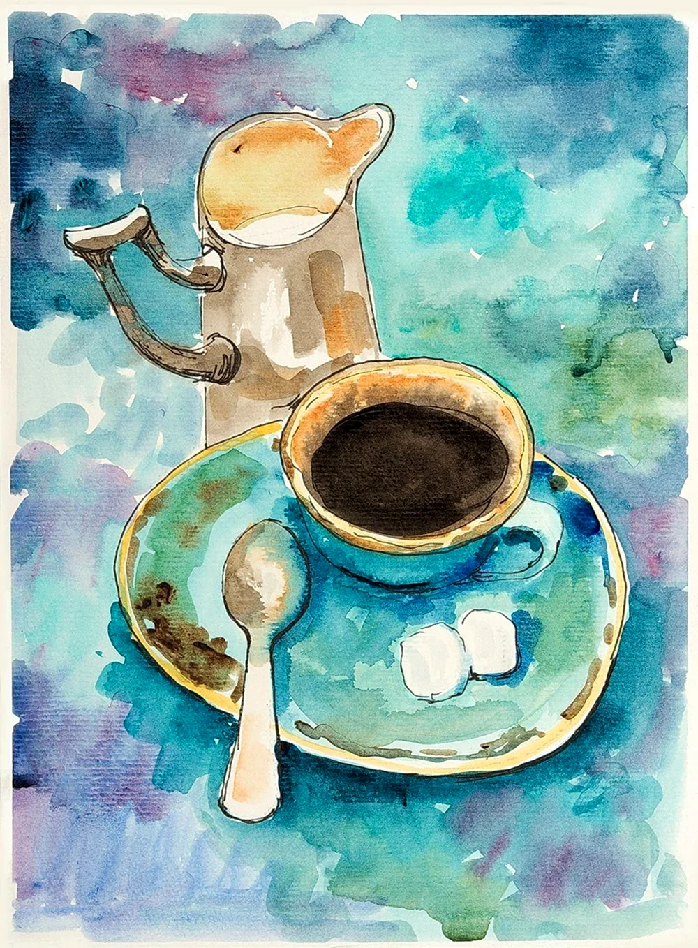 Кофе акварель