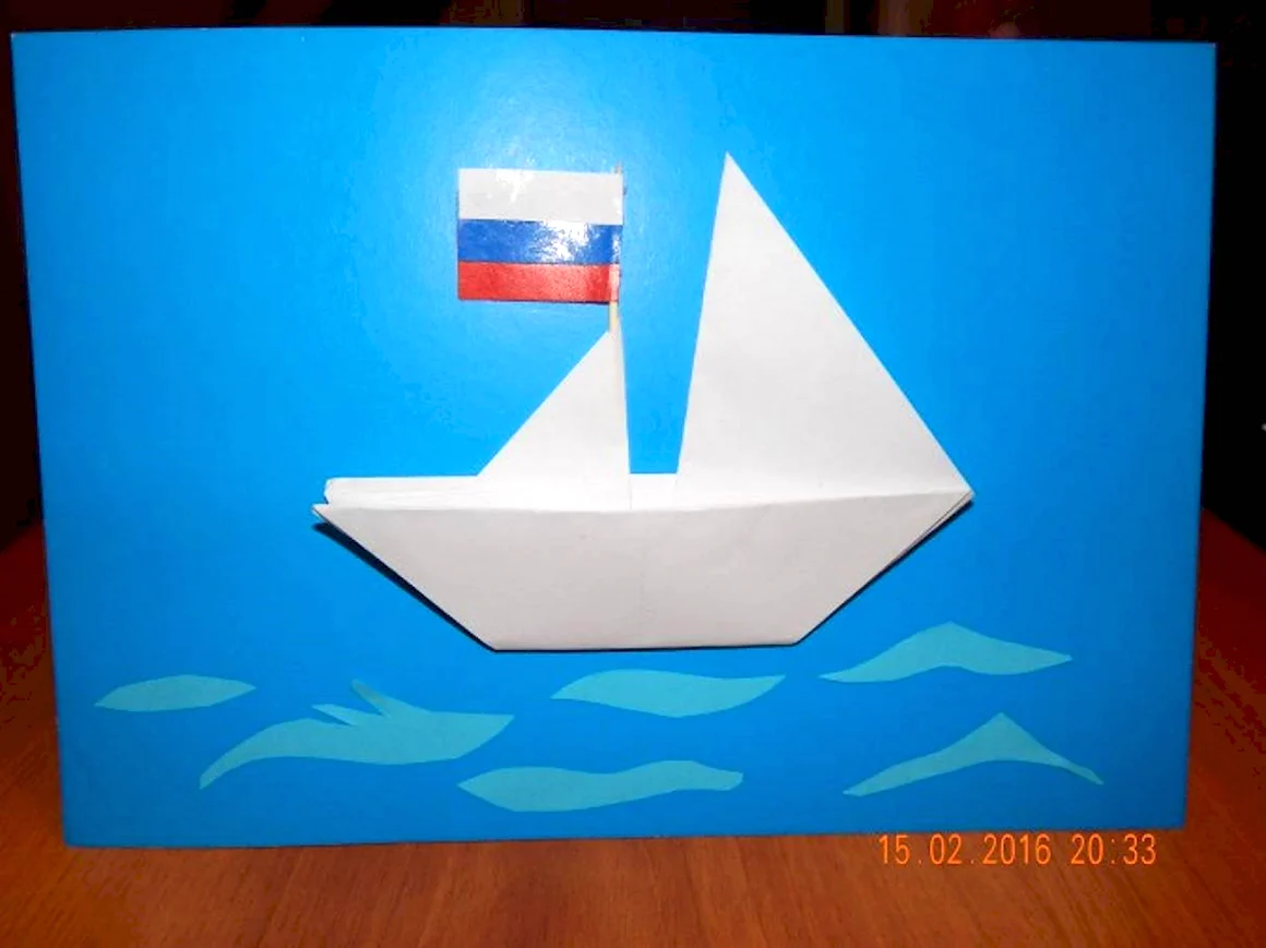 Кораблик на волнах поделка из бумаги