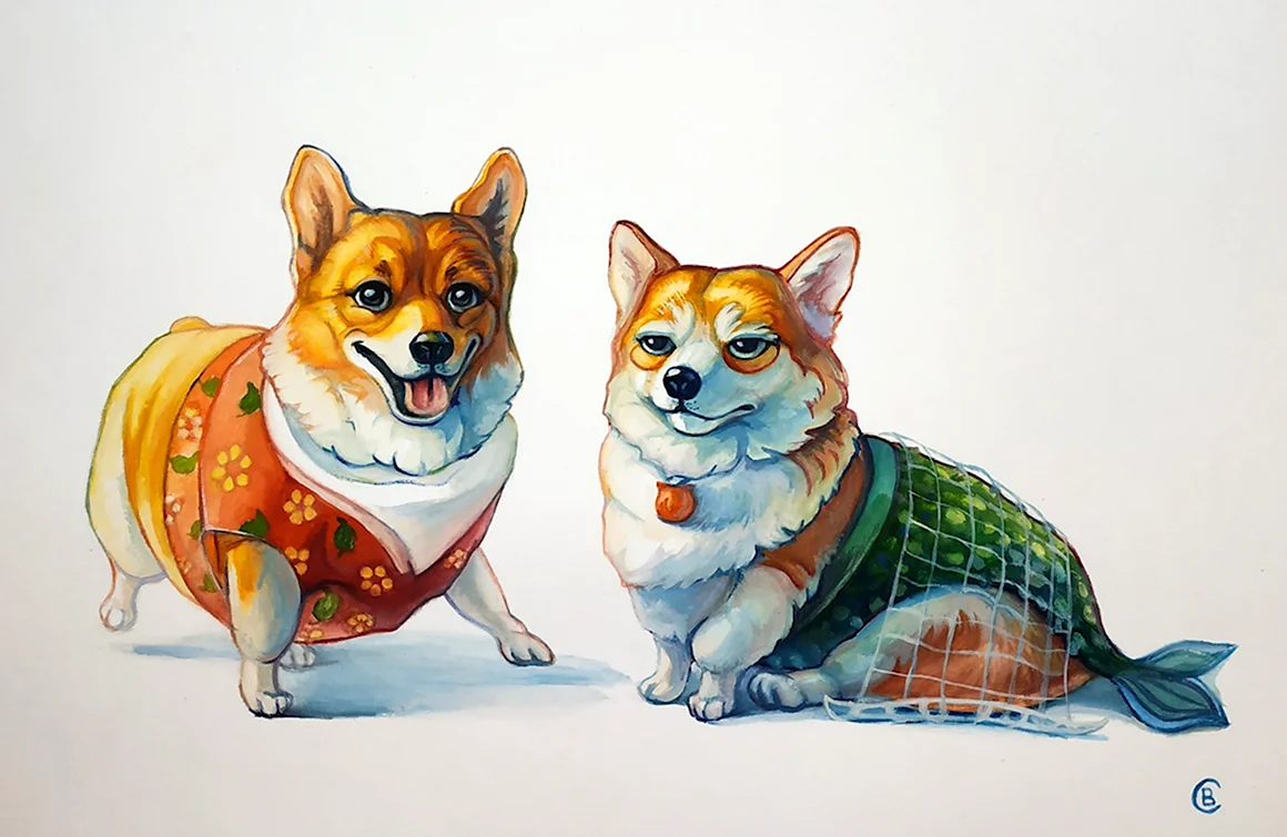 Корги пемброк арт