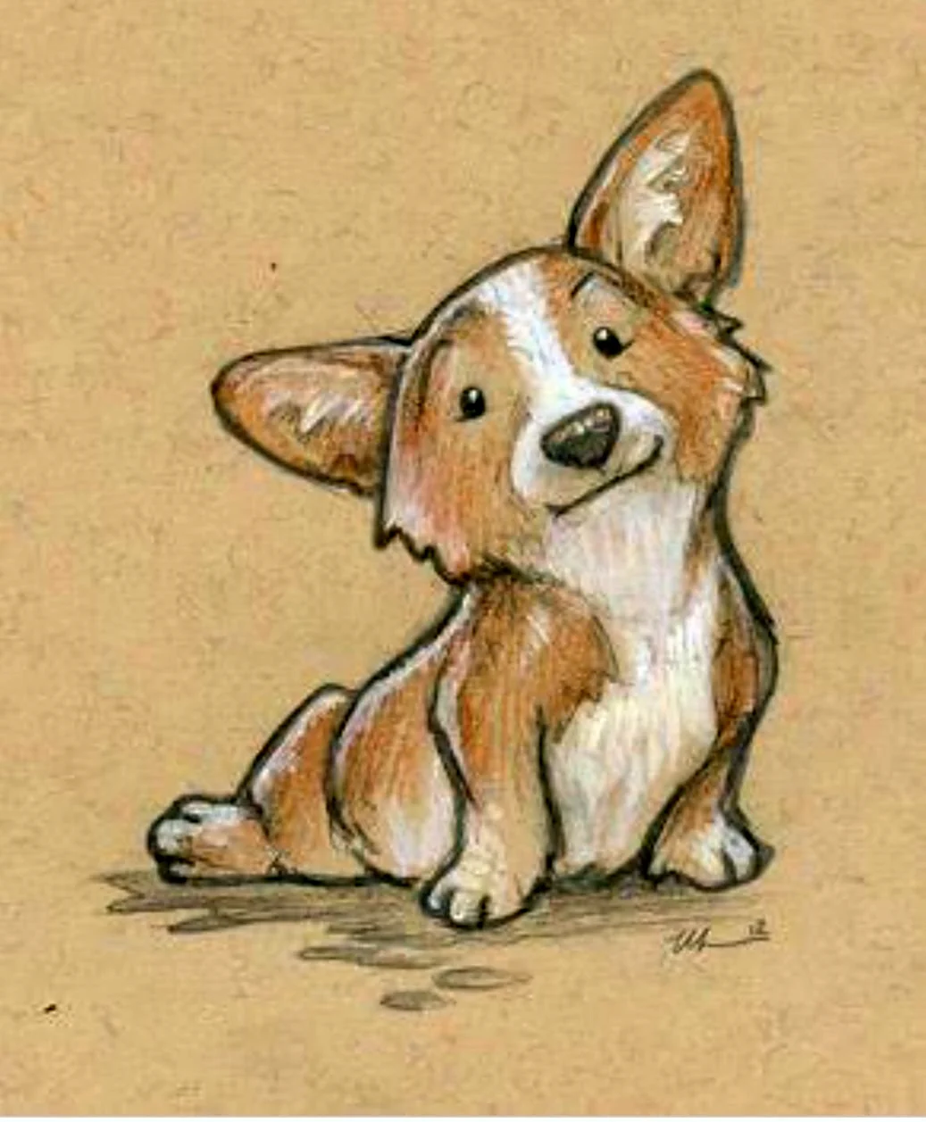 Корги рисунок для срисовки