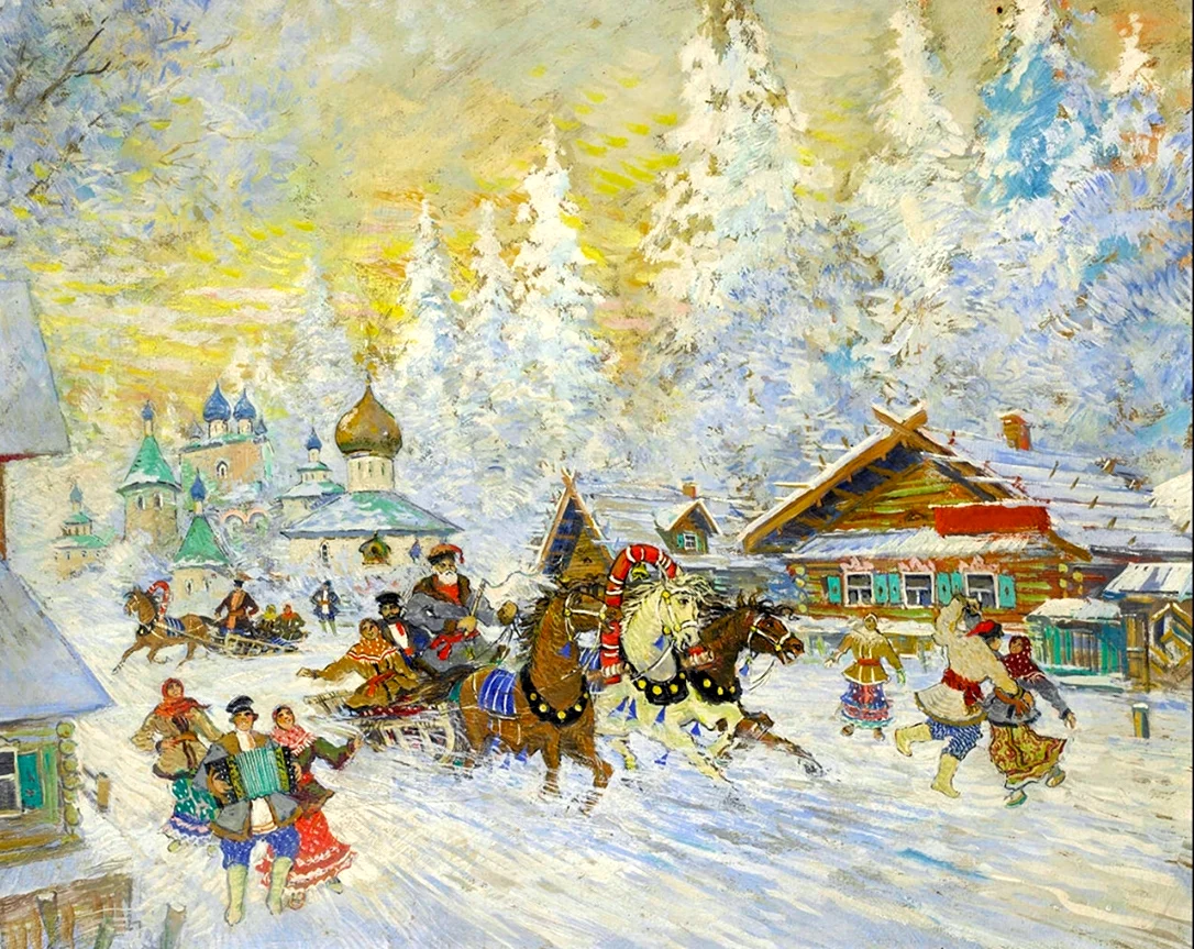 Коровин Константин Алексеевич 1861 - 1939 зимняя деревня.
