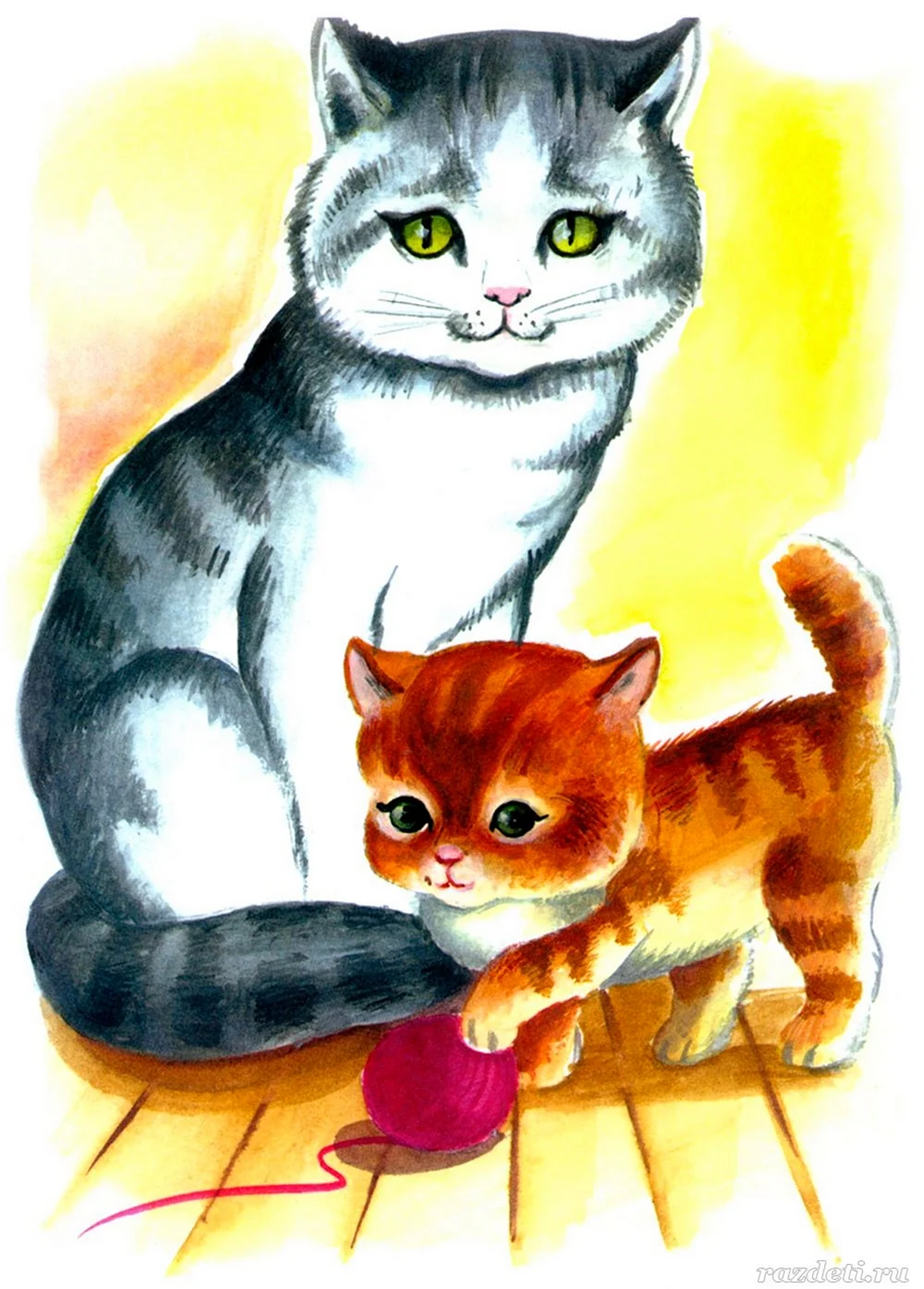 Кошка и котенок для детей