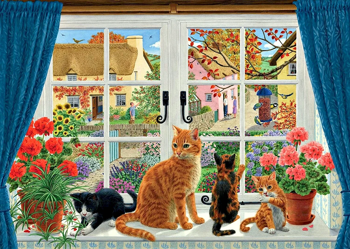 Кошки на окошке