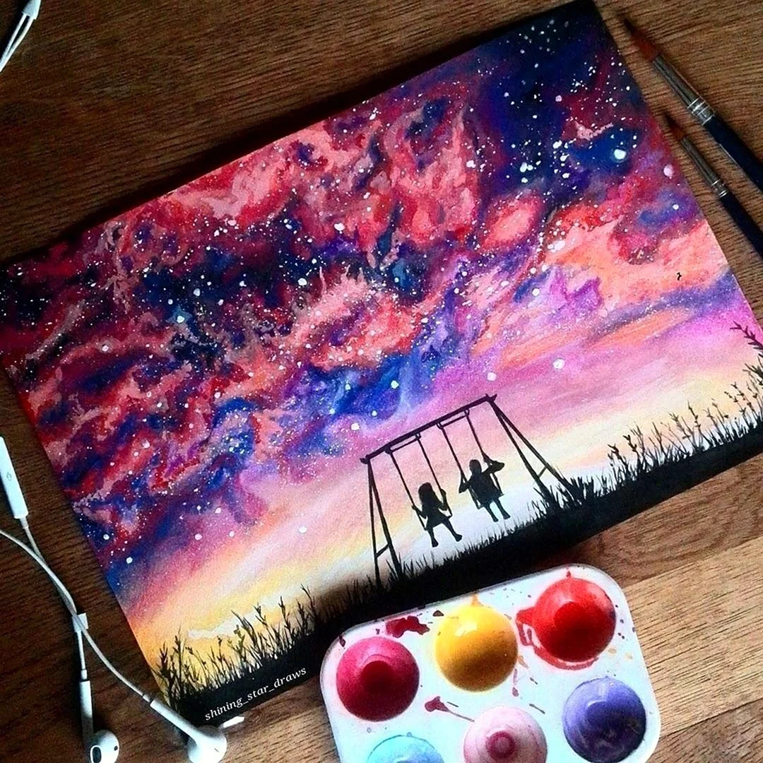 Космос гуашью