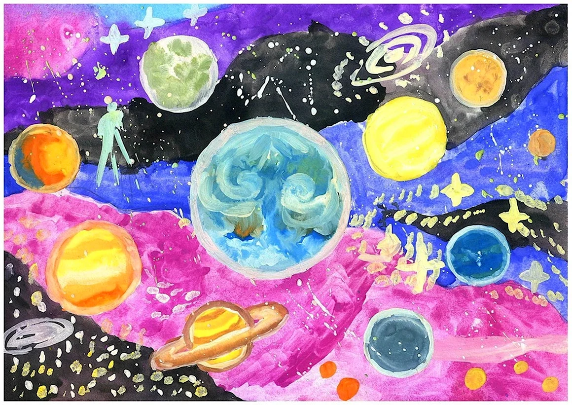 Космос рисунки красками
