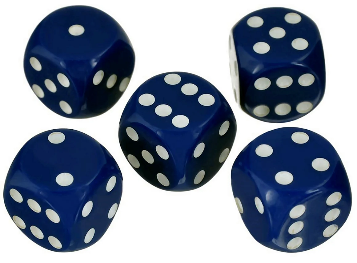 Кости игральные кубики игральные 5 шт. 1.4 см стандарт