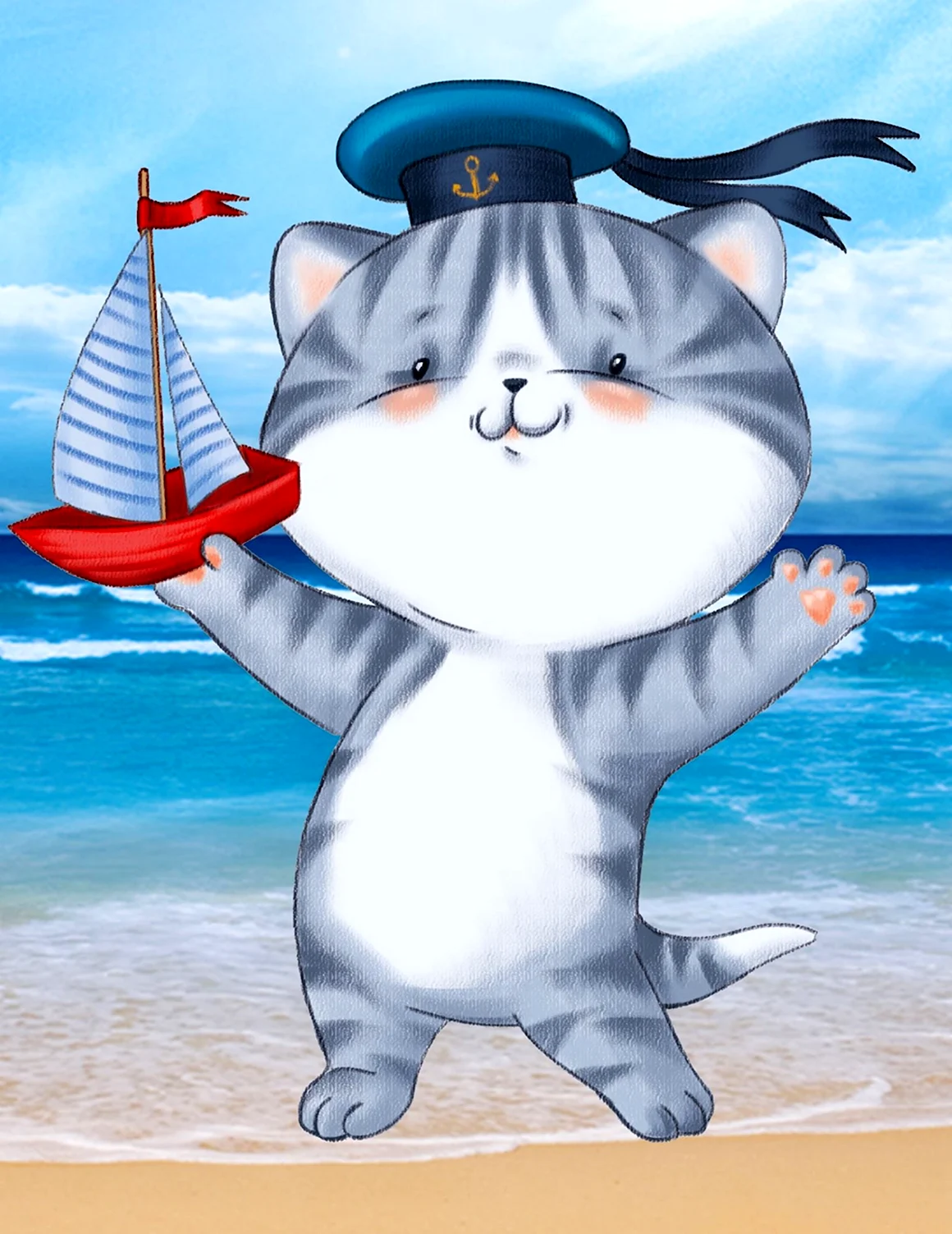 Кот и море арт